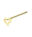 Hollow Flat Heart Silver Straight Nose Stud NSKA-132